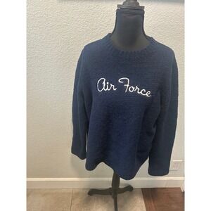 Vintage Oarsman 913 Air Force Navy Blue Fleece Sweater Women Medium Pullover